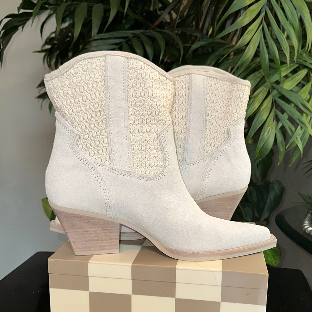 Dolce Vita Cream Textured Ankle Booties